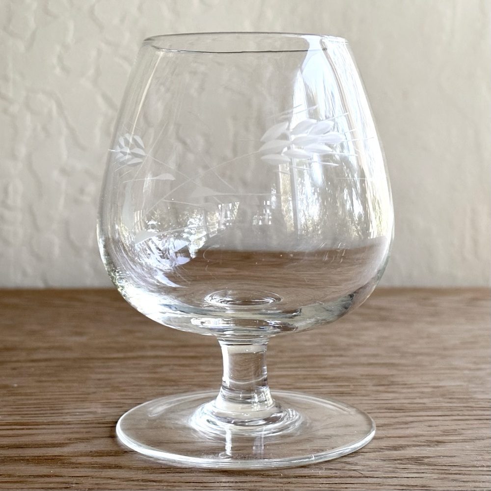 Etched Wheat Clear Glass Snifters for Cognac and Brandy